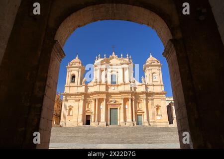 Basilica Minore di San Nicolo (Cathédrale Saint-Nicolas), Noto, Syracuse, Sicile, Italie Banque D'Images