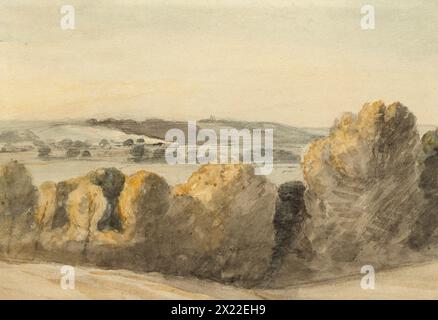 Dedham Vale de la route à East Bergholt, coucher de soleil, 1810. Banque D'Images