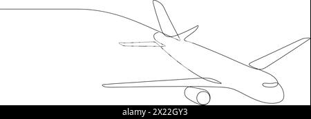 dessin de ligne continu de l'illustration vectorielle de minimalisme de route d'avion volant pour la décoration, le fond, l'espace de copie, etc Illustration de Vecteur