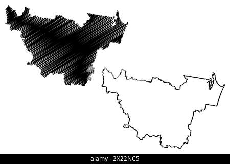 Gympie Region (Commonwealth of Australia, Queensland State) illustration vectorielle, croquis griffonnant carte Gympie Illustration de Vecteur