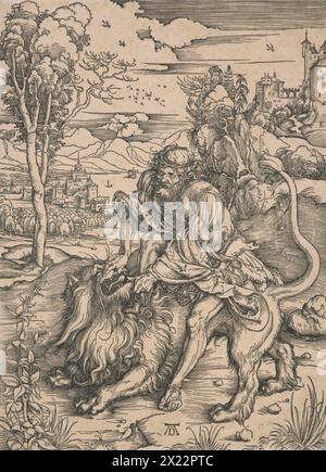 Samson combattant avec le lion, 1496-1497. Banque D'Images
