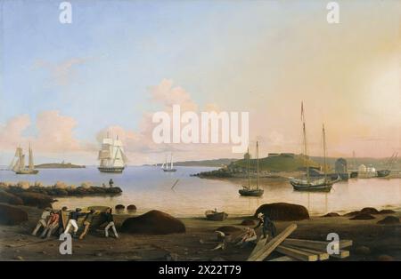 The Fort and Ten Pound Island, Gloucester, Massachusetts, 1847. Banque D'Images