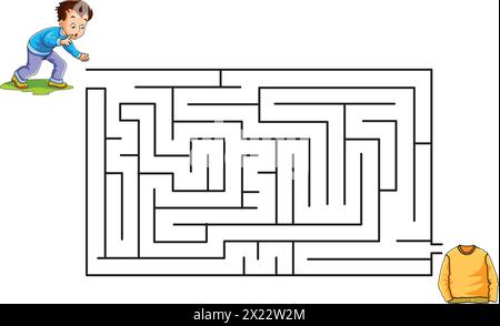 Trouvez le puzzle de la façon avec garçon d'un côté et pull sur l'autre illustration vectorielle Illustration de Vecteur