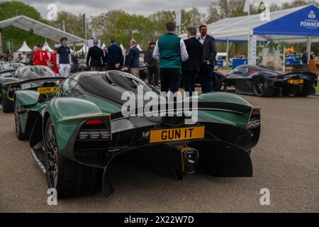 Londres, Royaume-Uni. 19 avril 2024. Rassemblement de records d'Aston Martin Valkyries au salon privé tenu dans les locaux de l'Hôpital Royal de Chelsea. Bentleys, Jaguars, Frazer Nashs exposés. Le plus grand rassemblement connu de 14 Aston Martin Valkyries étant le point culminant de la matinée. Crédit : Peter Hogan/Alamy Live News Banque D'Images