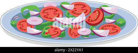 Vecteur repas frais sain avec bol de salade de légumes Illustration de Vecteur