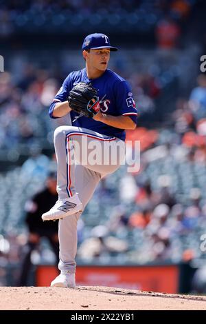 DETROIT, mi - 18 AVRIL : Jack Leiter (35) lance le lanceur des Texas Rangers lors d'un match MLB contre les Tigers de Detroit le 18 avril 2024 au Comerica Park à Detroit, Michigan. (Photo de Joe Robbins/image du sport) Banque D'Images