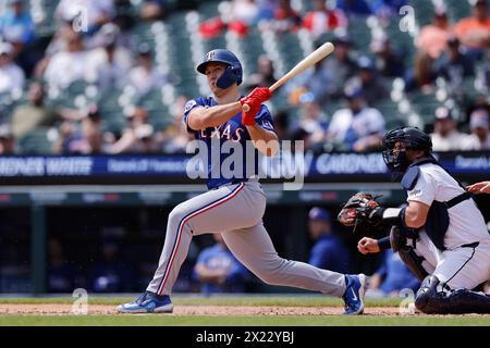 DETROIT, mi - 18 AVRIL : les Texas Rangers désignent Wyatt Langford (36) batteurs lors d'un match de la MLB contre les Tigers de Detroit le 18 avril 2024 au Comerica Park à Detroit, Michigan. (Photo de Joe Robbins/image du sport) Banque D'Images