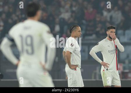 Roma, Italie. 18 avril 2024. Olivier Giroud de l'AC Milan lors du match de football de l'UEFA Europe League deuxième manche des quarts de finale entre Roma et Milan FC au stade olympique de Rome, Italie - jeudi 18 avril 2024 - Sport Soccer (photo Alfredo Falcone/LaPresse) crédit : LaPresse/Alamy Live News Banque D'Images