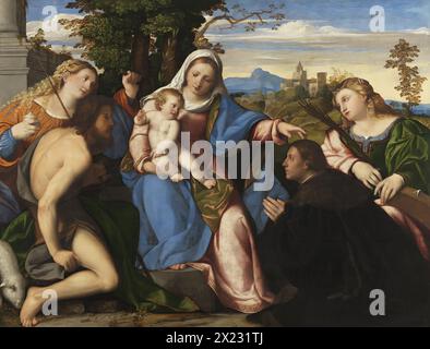 La Vierge à l'enfant avec des saints et un donateur, 1518. Banque D'Images