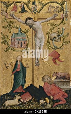 Diptyque avec des symboles de la Vierge et du Christ rédempteur : Christ avec la Croix comme Rédempteur Mundi (aile droite), 1410. Banque D'Images