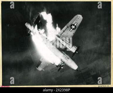 1944 - Martin B-26 Marauder du 344th BG, 497th BS en flammes. Banque D'Images