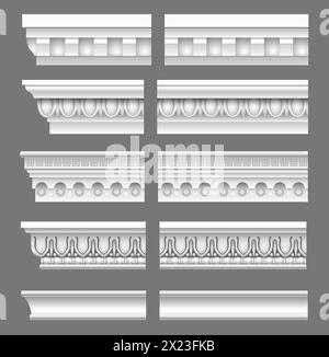 Ensemble de vieilles corniches en marbre classique Illustration de Vecteur