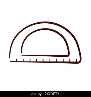 Logo de règle mathématique de l'éducation dans le style doodle. Papeterie, école, instruments d'étude. Illustration vectorielle isolée sur un fond blanc. Illustration de Vecteur
