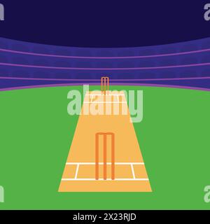 Cricket Pitch Icons vecteur d'illustration de stade de cricket Vector Cricket Sports Illustration de Vecteur