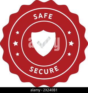 Signe de sécurité sécurisé, symbole de sécurité dans le sceau rouge, sceau de sécurité sécurisé, technologie de protection, icône de protection, icône de sécurité Shield, cyber bouclier Illustration de Vecteur