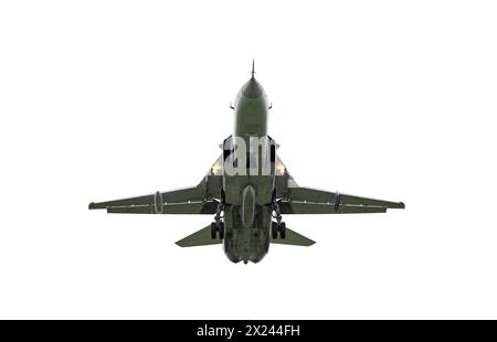 Bombardier d'attaque de l'armée de l'air russe Sukhoi Su 24 isolé sur fond blanc. Banque D'Images
