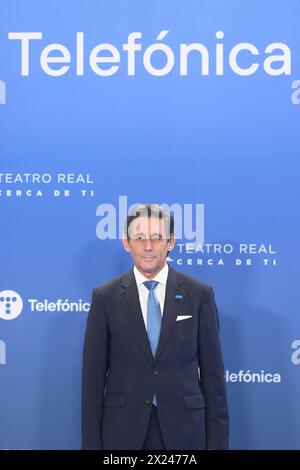 Madrid. Espagne. 20240419, Jose Maria Alvarez-Pallete, PDG de Telefonica, assiste au gala commémoratif du centenaire de Telefónica au Théâtre Royal le 19 avril 2024 à Madrid, Espagne Banque D'Images