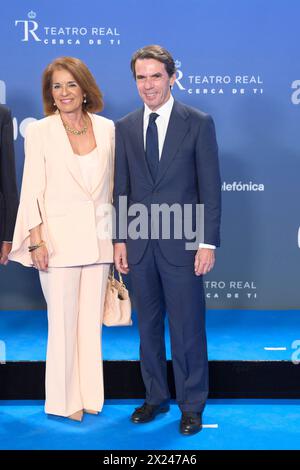 Madrid. Espagne. 20240419, Jose Maria Aznar, Ana Botella assiste au gala commémoratif du centenaire de Telefónica au Théâtre Royal le 19 avril 2024 à Madrid, Espagne Banque D'Images