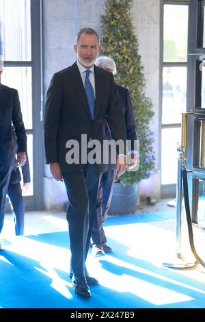 Madrid. Espagne. 20240419, le roi Felipe VI d'Espagne assiste au gala commémoratif du centenaire de Telefónica au Théâtre Royal le 19 avril 2024 à Madrid, Espagne Banque D'Images