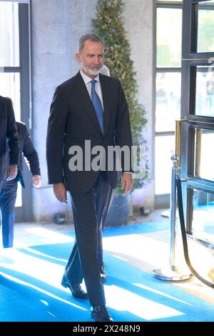 Madrid, Madrid, Espagne. 19 avril 2024. Le roi Felipe VI d'Espagne assiste au gala commémoratif du centenaire de TelefÃ³nica au Théâtre Royal le 19 avril 2024 à Madrid, Espagne (crédit image : © Jack Abuin/ZUMA Press Wire) USAGE ÉDITORIAL SEULEMENT! Non destiné à UN USAGE commercial ! Crédit : ZUMA Press, Inc/Alamy Live News Banque D'Images