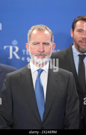 Madrid, Madrid, Espagne. 19 avril 2024. Le roi Felipe VI d'Espagne assiste au gala commémoratif du centenaire de TelefÃ³nica au Théâtre Royal le 19 avril 2024 à Madrid, Espagne (crédit image : © Jack Abuin/ZUMA Press Wire) USAGE ÉDITORIAL SEULEMENT! Non destiné à UN USAGE commercial ! Crédit : ZUMA Press, Inc/Alamy Live News Banque D'Images