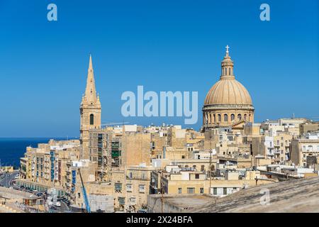 Valletta, Malte, 3 avril 2024. vue panoramique sur les bâtiments du centre historique de la ville Banque D'Images