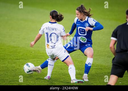 Gand, Belgique. 19 avril 2024. Elfi Maass de KAA Gent Ladies photographié en action lors d'un match de football entre KAA Gent Ladies et RSCA Women, vendredi 19 avril 2024 à la Chillax Arena de Gent, le jour 5 du play-off Group A de la compétition féminine de Super League. BELGA PHOTO JASPER JACOBS crédit : Belga News Agency/Alamy Live News Banque D'Images