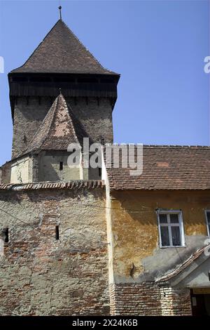 Axente Sever, Rumänien, Roumanie ; fragment d'église fortifiée de l'extérieur ; Teil einer Wehrkirche von außen ; Fragmento de una iglesia fortificada Banque D'Images