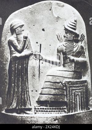 Stèle du roi Hammurabi. Photo du milieu du XXe siècle. Banque D'Images