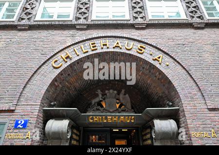 Hambourg, Allemagne - 14 juillet 2023 : Chilehaus bâtiment en briques à Hambourg, Allemagne. Banque D'Images