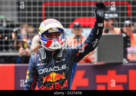 Shanghai, Chine. 20 avril 2024. Max Verstappen (NLD) Red Bull Racing célèbre sa première position en sprint. 20.04.2024. Championnat du monde de formule 1, Rd 5, Grand Prix de Chine, Shanghai, Chine, sprint et journée de qualification. Le crédit photo devrait se lire : XPB/Alamy Live News. Banque D'Images