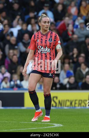 Brighton, Royaume-Uni. 19 avril 2024. Megan Finnigan d'Everton lors du match de Super League féminin entre Brighton & Hove `Albion et Everton au stade American Express. Crédit : James Boardman/Alamy Live News Banque D'Images