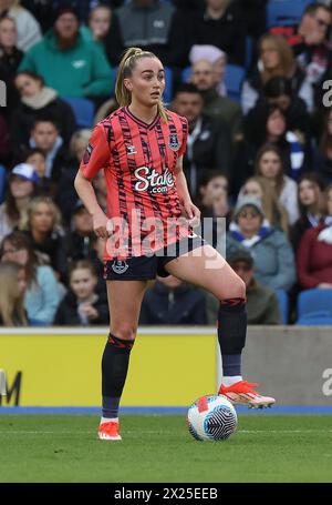 Brighton, Royaume-Uni. 19 avril 2024. Megan Finnigan d'Everton lors du match de Super League féminin entre Brighton & Hove `Albion et Everton au stade American Express. Crédit : James Boardman/Alamy Live News Banque D'Images