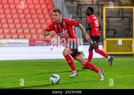 Seraing, Belgique. 19 avril 2024. Mathieu Cachbach (10 ans) du FC Seraing photographié lors d'un match de football entre le KMSK Deinze et le RFC Seraing lors de la 30e journée de la saison Challenger Pro League 2023-2024, le vendredi 19 avril 2024 à Seraing, Belgique . Crédit : Sportpix/Alamy Live News Banque D'Images