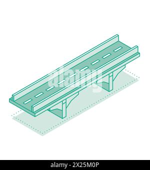 Pont à contour isométrique. Illustration vectorielle. Icône route. Infrastructures urbaines. Pont routier. Illustration de Vecteur