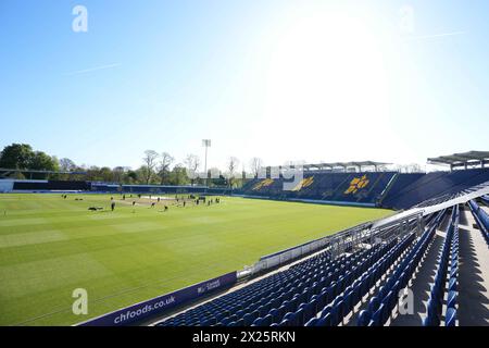 Cardiff, Royaume-Uni, 20 avril 2024. Vue générale des jardins de Sophia lors du match Rachael Heyhoe-Flint Trophy entre Western Storm et Sunrisers. Crédit : Robbie Stephenson/Western Storm/Alamy Live News Banque D'Images