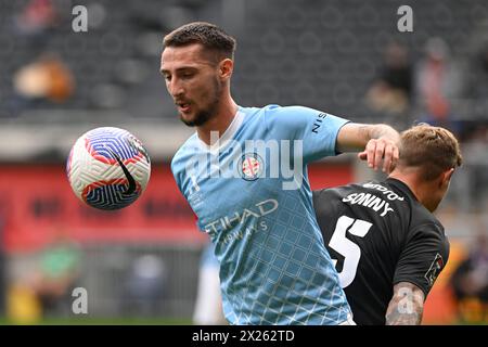 20 avril 2024 ; CommBank Stadium, Sydney, NSW, Australie : a-League Football, WESTERN Sydney Wanderers contre Melbourne City ; Marin Jakolis de Melbourne City Banque D'Images