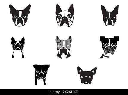 Design d'illustration d'icône Boston Terrier de style minimal Illustration de Vecteur