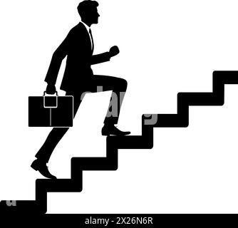 Homme d'affaires grimpent les escaliers silhouette. Illustration vectorielle Illustration de Vecteur