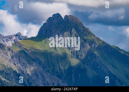 Panorama de montagne de Soellereck à Hoefats, 2259m, Allgaeu Alpes, Allgaeu, Bavière, Allemagne Banque D'Images