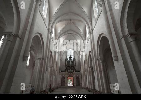 Intérieur de l'ancien monastère cistercien de Pontigny, l'abbaye de Pontigny a été fondée en 1114, Pontigny, Bourgogne, France Banque D'Images