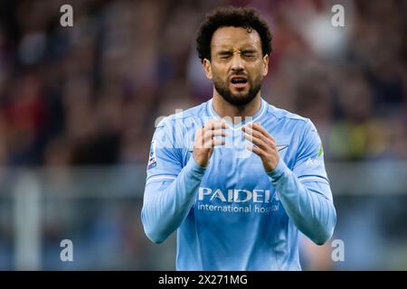 Gênes, Italie. 19 avril 2024. Felipe Anderson du SS Lazio semble abattu lors du match de football Serie A entre Gênes CFC et SS Lazio. Crédit : Nicolò Campo/Alamy Live News Banque D'Images