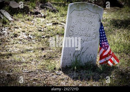 La tombe du sergent March Corprew du 2nd United States Colored Cavalry qui a courageusement combattu dans de nombreuses batailles de la guerre de Sécession, son cimetière familial Banque D'Images