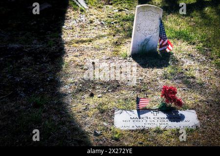 La tombe du sergent March Corprew du 2nd United States Colored Cavalry qui a courageusement combattu dans de nombreuses batailles de la guerre de Sécession, son cimetière familial Banque D'Images