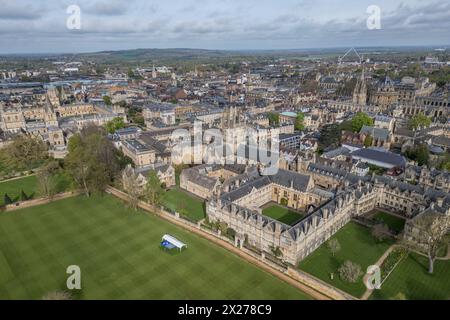 Vue aérienne du Merton College, Université d'Oxford, Royaume-Uni. Banque D'Images