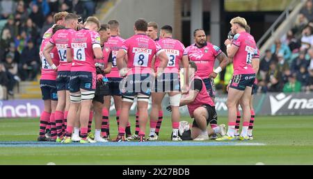 Northampton, Royaume-Uni. 20 avril 2024. Équipe des Leicester Tigers lors du match entre les Northampton Saints et les Leicester Tigers au Cinch Stadium Franklin's Gardens. Northampton crédit : PATRICK ANTHONISZ/Alamy Live News Banque D'Images