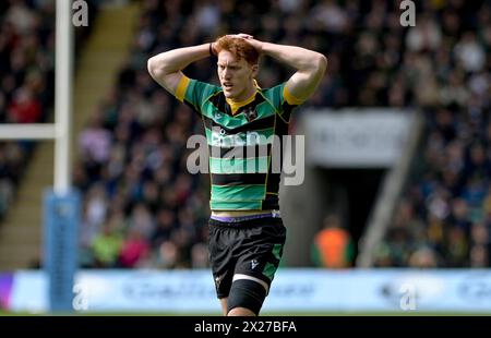 Northampton, Royaume-Uni. 20 avril 2024. George Hendy des Northampton Saints lors du match entre les Northampton Saints et les Leicester Tigers au Cinch Stadium Franklin's Gardens. Northampton crédit : PATRICK ANTHONISZ/Alamy Live News Banque D'Images