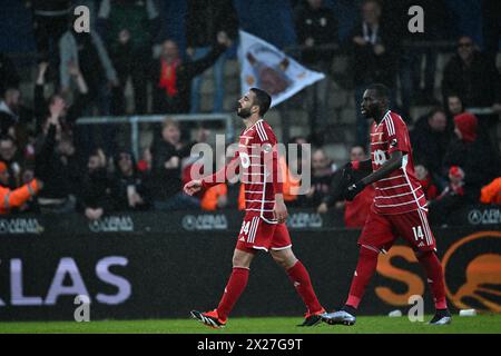Westerlo, Belgique. 20 avril 2024. Konstantinos Laifis de Standard célèbre après avoir marqué lors d'un match de football entre le KVC Westerlo et le Standard de Liège, samedi 20 avril 2024 à Westerlo, le 4e jour (sur 10) des Play-offs européens de la première division 'Jupiler Pro League' 2023-2024 du championnat belge. BELGA PHOTO JOHN THYS crédit : Belga News Agency/Alamy Live News Banque D'Images