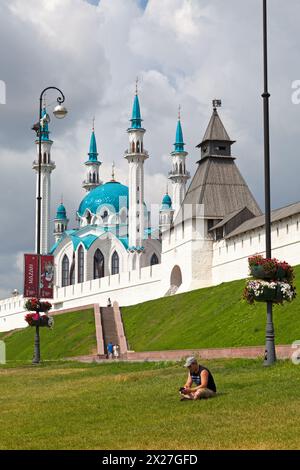 Kazan, Russie - 10 juillet 2018 : la mosquée Kul Sharif dans le Kremlin de Kazan, était réputée être «au moment de sa construction» l'une des plus grandes mosquées i. Banque D'Images