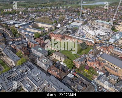 Vue aérienne du Somerville College, Université d'Oxford, Oxford, Royaume-Uni. Banque D'Images